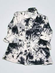 Printed Tie-Dye Button-Down Blouse