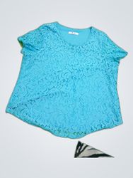Tanjay Petite Aqua Blue Lace Blouse