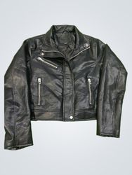BLANKNYC Women's Faux Leather Moto Jacket with Eag..