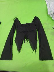 Forever 21 Black Mesh Bell Sleeve Top