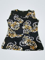 Style & Co Black Floral Print V-Neck Sleeveless To..