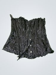 Black Corset with Lace-up Front and Ruffled Edges