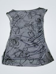 Abito drappeggiato grigio con stampa floreale MGXX