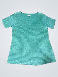 Jaclyn Smith Women's Crinkle Short Sleeve Top