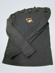 Black long-sleeve top with heart graphic