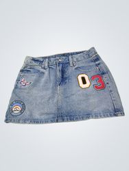 Wild Fable Women's Denim Skirt with Patches