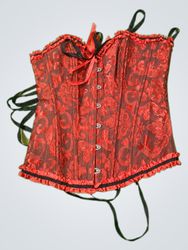 Red Brocade Corset with Black Laces