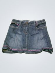POINT ZERO GIRL Blue Denim Skirt with Pink Trim