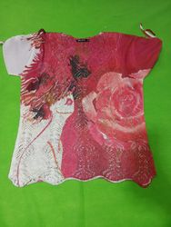 Moffi Damen-T-Shirt mit Blumenmuster