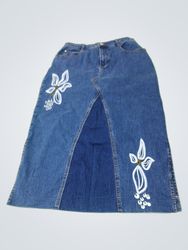MARC LAUGE CLASSIC Denim Skirt with Floral Appliqu
