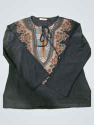 Rosa Miss Black Dashiki Style Long Sleeve Top