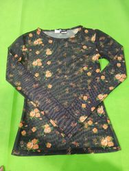 Daisy Street Black Floral Mesh Top
