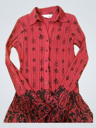 Chemise boutonnée à motif extensible COMO rouge et..