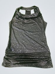 SUZY SHIER Black Rose Print Halter Top