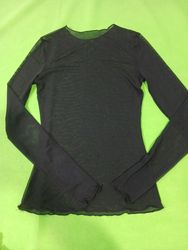 Black Mesh Long Sleeve Top