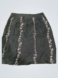 Ann Taylor LOFT Black Floral Embroidered A-Line Sk..