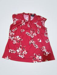 Liz Claiborne Blusa rossa a fiori con maniche a ca..