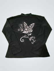 Chemise noire à manches longues avec motif papillo..