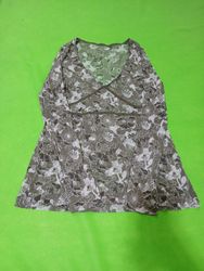 Women's Floral Print V-Neck Long Sleeve Top