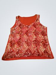 Top a canotta rossa con paillettes