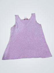 Top smanicato in maglia glitter rosa