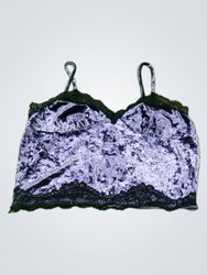Crushed Velvet Cami with Lace Trim