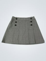 Yessica Women's Grey Plaid Skirt with Buttons