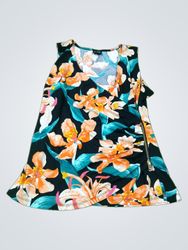 Floral Print Sleeveless Top with Zipper Detail