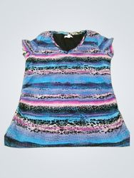 Dana Buchman Women's Blue Striped V-Neck Tunic Top