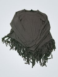 Karen Kane Top con frange poncho nero