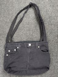 Upcycled True Religion Black Denim Shoulder Bag