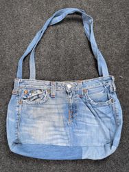 Upcycled True Religion Denim Hobo Bag