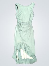 Hellgrünes Rüschkleid mit Rüschensaum