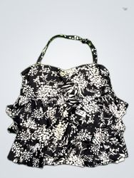 Floral Halter Neck Ruffled Swimsuit Top