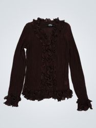Brown Ruffled Long Sleeve Top