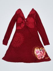 Desigual Red Dress with Floral Heart Detail