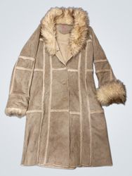 Angel Faux Suede and Fur Trimmed Coat