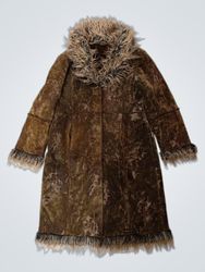 Brown Faux Fur Trimmed Coat