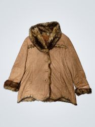 Braune Jacke mit Kunstpelzbesatz