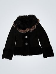 Schwarze Jacke mit Fellrand