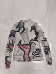Topshop Long Sleeve Mesh Top