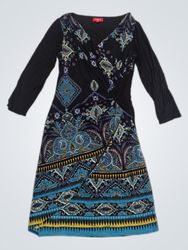 Derhy Women's Black Paisley Print Midi Dress