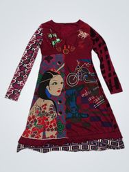 Dress with graphic print and text