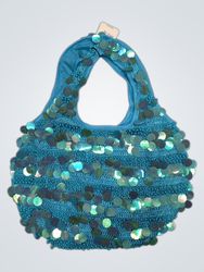 Blaues Pailletten-Handtäschchen