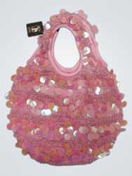 HANANEL Pink Pailletten- und Perlenhandtasche