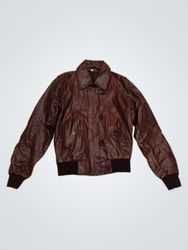 Brown Leather Bomber Jacket