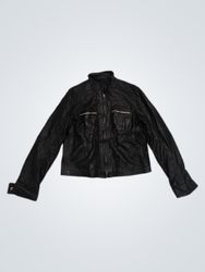 V Veste en cuir noire Made in Italy