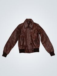 Blouson aviateur en cuir marron