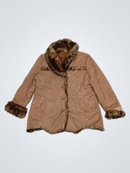 Brown Faux Fur Trimmed Coat
