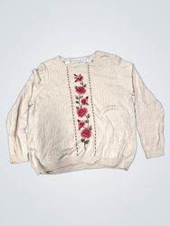 Alfred Dunner Women's Cream Cable Knit Sweater wit..
